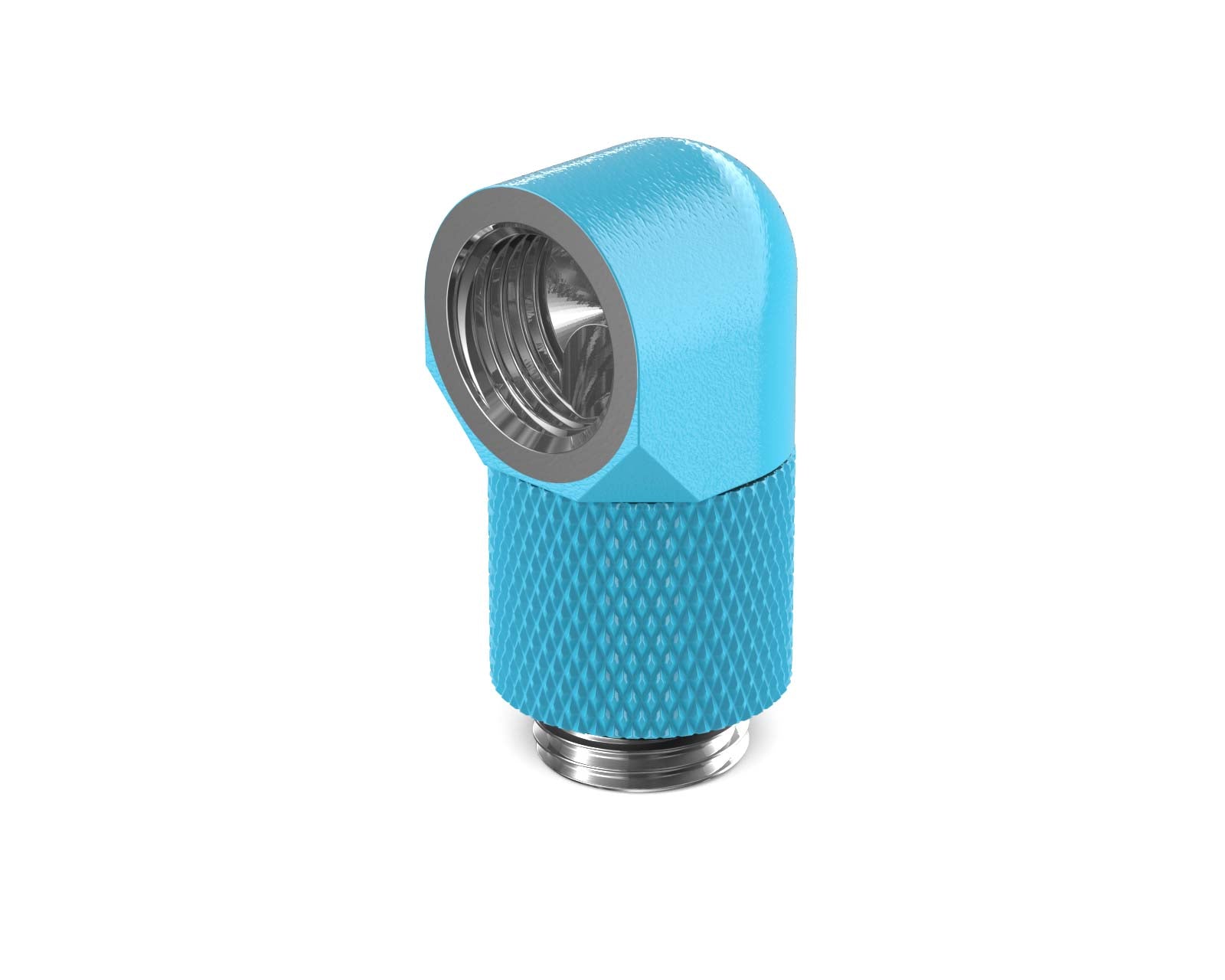 PrimoChill Male to Female G 1/4in. 90 Degree SX Rotary 15mm Extension Elbow Fitting - PrimoChill - KEEPING IT COOL Sky Blue