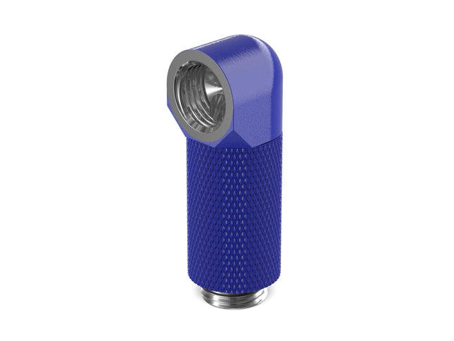 PrimoChill Male to Female G 1/4in. 90 Degree SX Rotary 30mm Extension Elbow Fitting - PrimoChill - KEEPING IT COOL True Blue