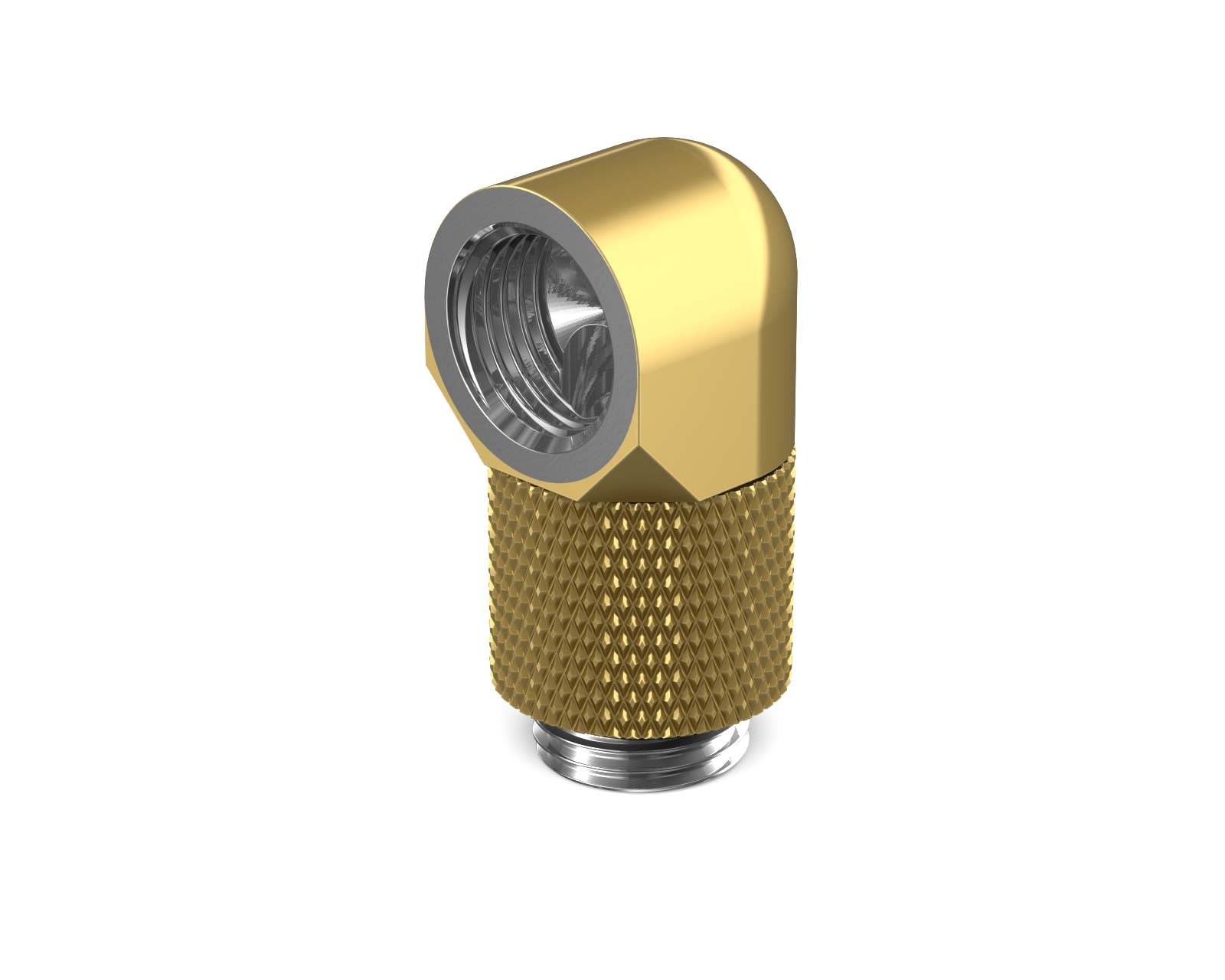 PrimoChill Male to Female G 1/4in. 90 Degree SX Rotary 15mm Extension Elbow Fitting - PrimoChill - KEEPING IT COOL Candy Gold