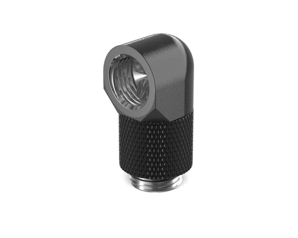 PrimoChill Male to Female G 1/4in. 90 Degree SX Rotary 15mm Extension Elbow Fitting - PrimoChill - KEEPING IT COOL Satin Black