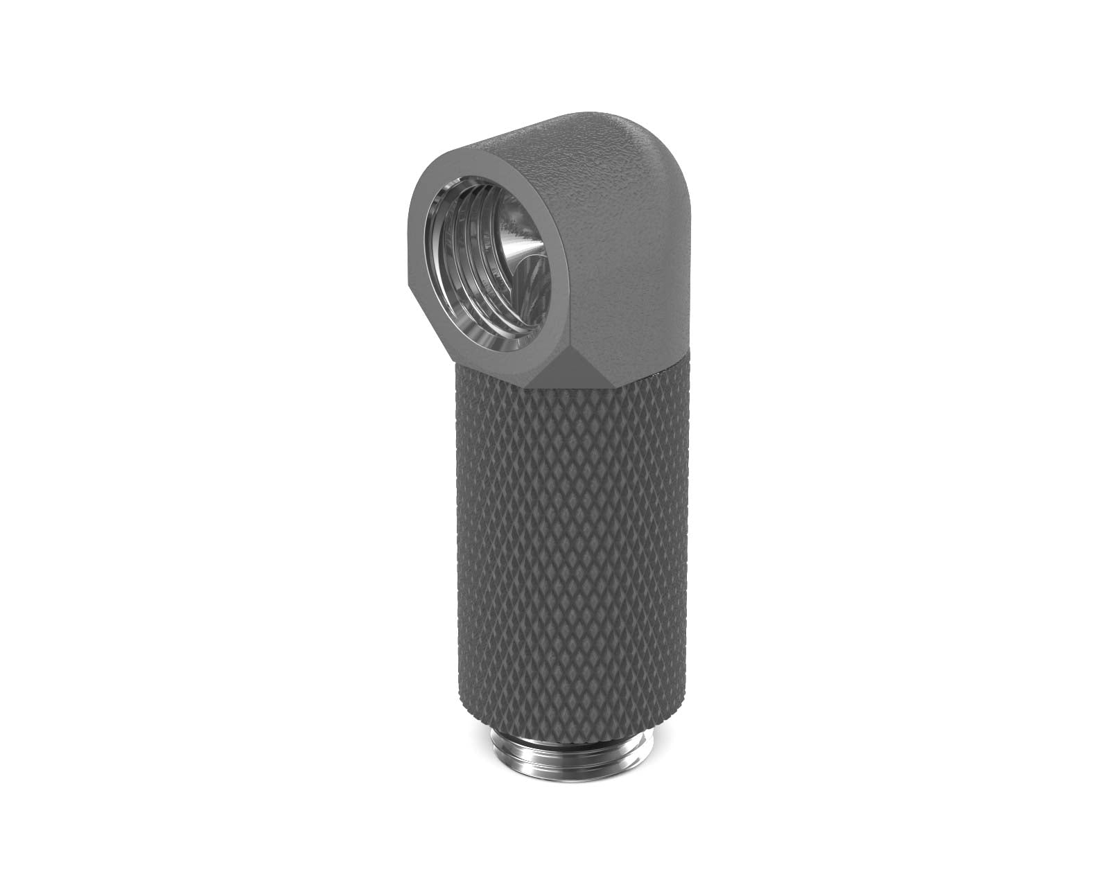 PrimoChill Male to Female G 1/4in. 90 Degree SX Rotary 30mm Extension Elbow Fitting - PrimoChill - KEEPING IT COOL TX Matte Gun Metal