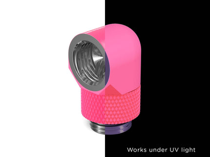 PrimoChill Male to Female G 1/4in. 90 Degree SX Rotary Elbow Fitting - PrimoChill - KEEPING IT COOL UV Pink