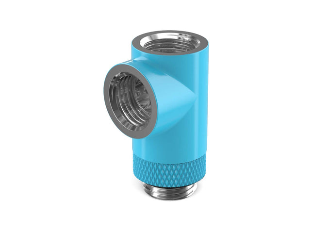 PrimoChill G 1/4in. Inline Rotary 3-Way SX Female T Adapter - PrimoChill - KEEPING IT COOL Sky Blue