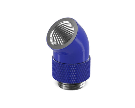 PrimoChill Male to Female G 1/4in. 45 Degree SX Rotary Elbow Fitting - PrimoChill - KEEPING IT COOL True Blue