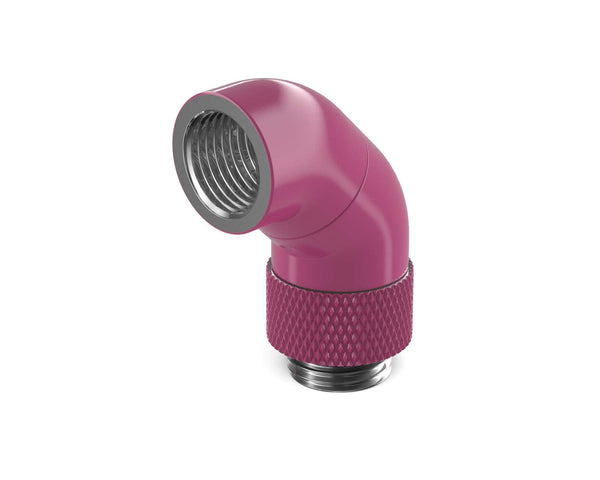 PrimoChill Male to Female G 1/4in. 90 Degree SX Dual Rotary Snake Fitting - PrimoChill - KEEPING IT COOL Magenta