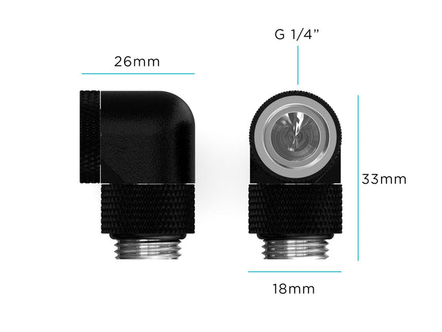 PrimoChill Male to Female G 1/4in. 90 Degree SX Dual Rotary Elbow Fitting - PrimoChill - KEEPING IT COOL