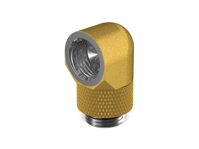 BSTOCK:PrimoChill Male to Female G 1/4in. 90 Degree SX Rotary Elbow Fitting - Gold