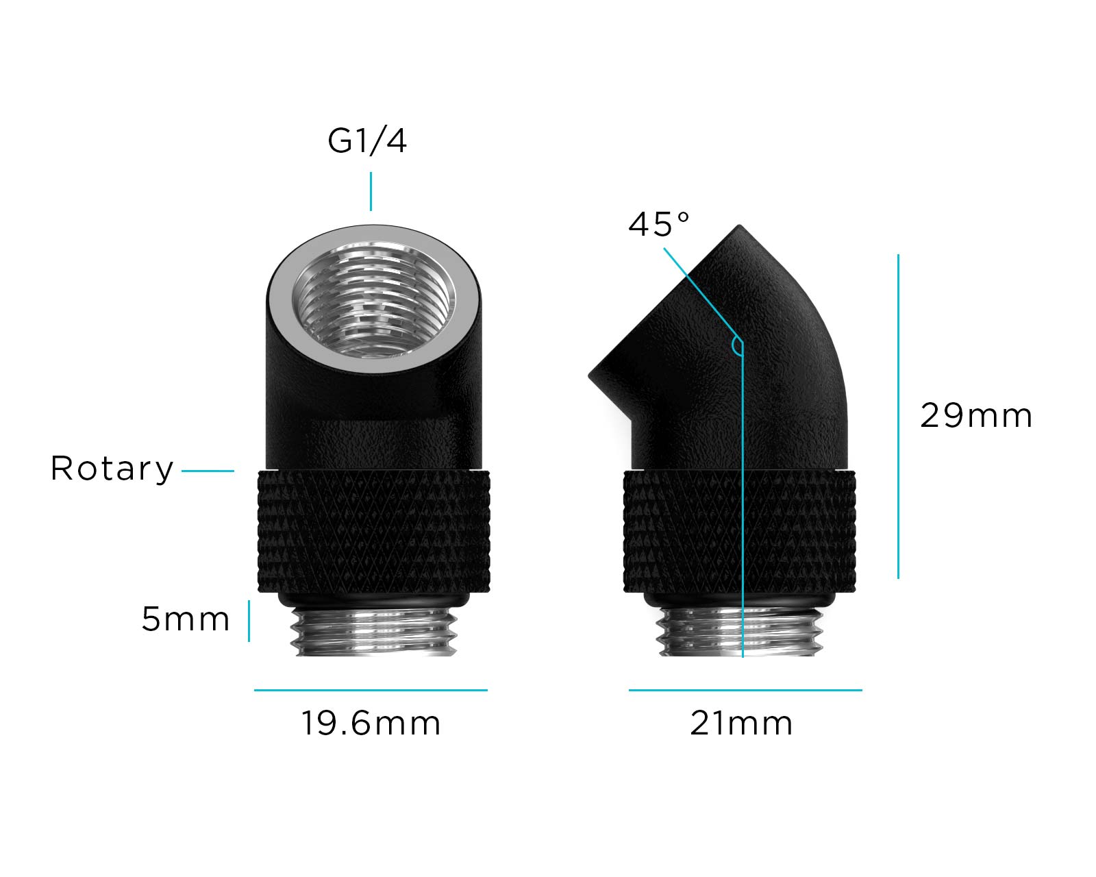 PrimoChill Male to Female G 1/4in. 45 Degree SX Rotary Elbow Fitting - PrimoChill - KEEPING IT COOL