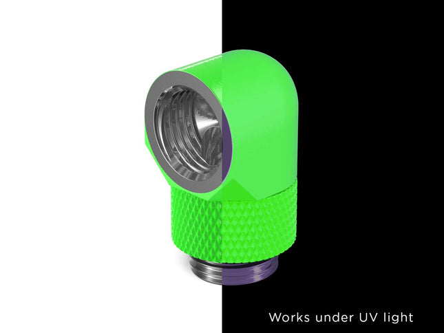PrimoChill Male to Female G 1/4in. 90 Degree SX Rotary Elbow Fitting - PrimoChill - KEEPING IT COOL UV Green