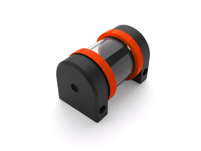 PrimoChill CTR Hard Mount Phase II Reservoir - Black POM - 80mm - PrimoChill - KEEPING IT COOL UV Orange