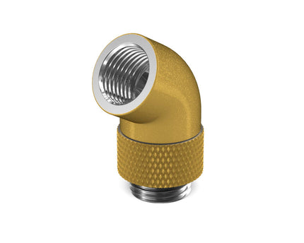 PrimoChill Male to Female G 1/4in. 60 Degree SX Rotary Elbow Fitting - PrimoChill - KEEPING IT COOL Gold
