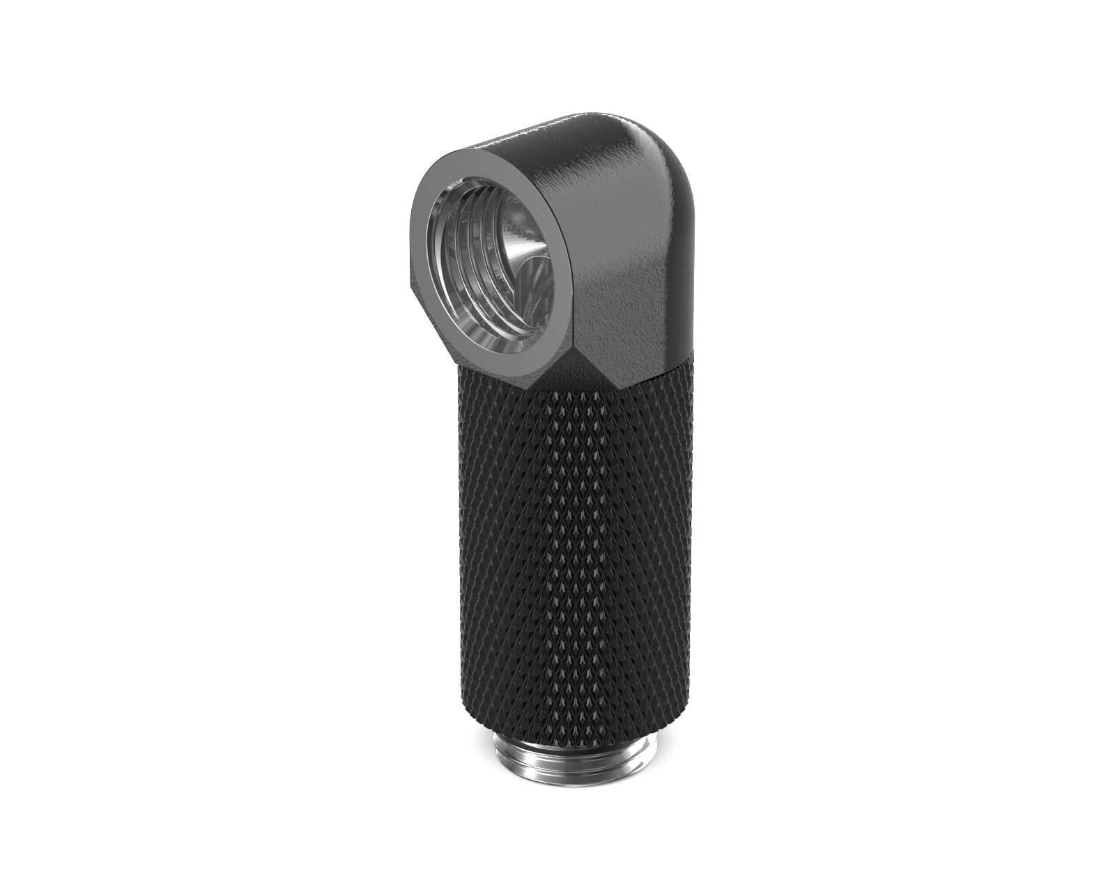 PrimoChill Male to Female G 1/4in. 90 Degree SX Rotary 30mm Extension Elbow Fitting - PrimoChill - KEEPING IT COOL Satin Black