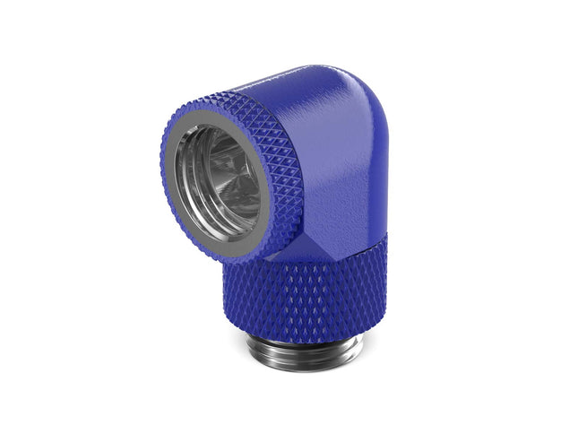 PrimoChill Male to Female G 1/4in. 90 Degree SX Dual Rotary Elbow Fitting - PrimoChill - KEEPING IT COOL True Blue
