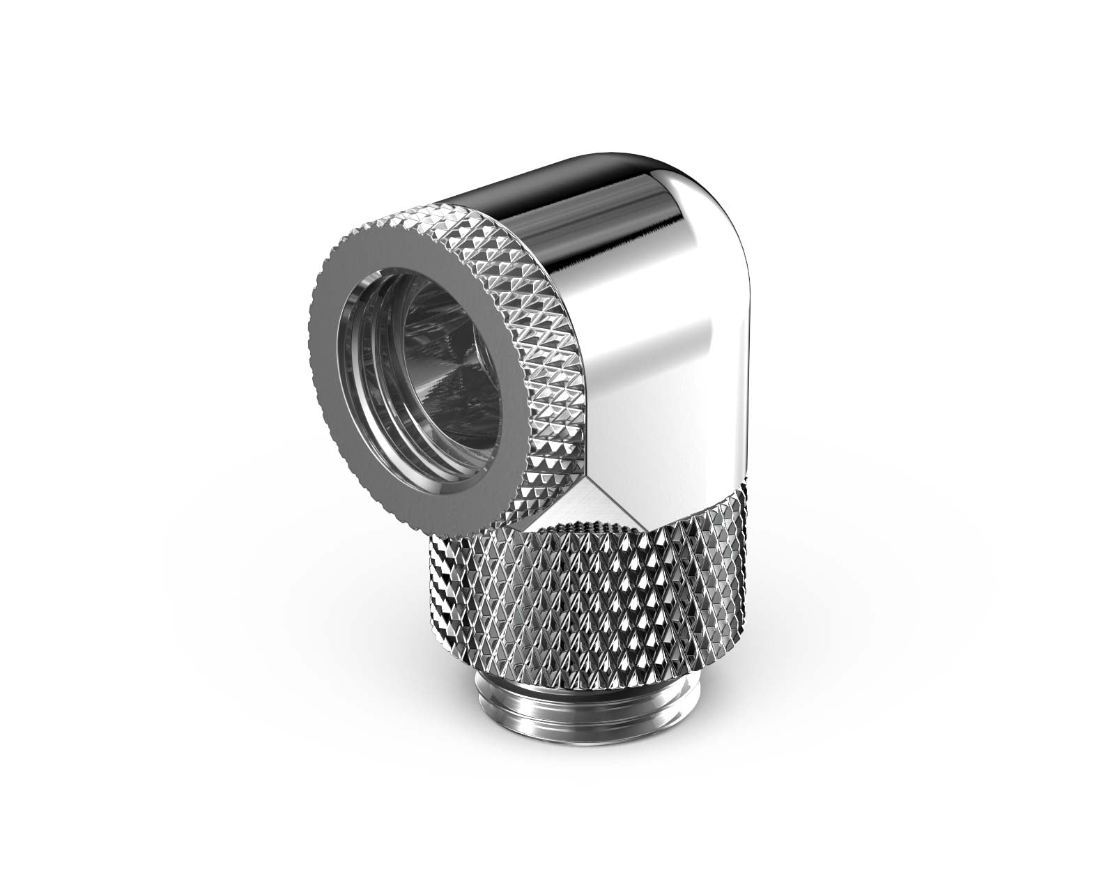 PrimoChill Male to Female G 1/4in. 90 Degree SX Dual Rotary Elbow Fitting - PrimoChill - KEEPING IT COOL Silver Nickel