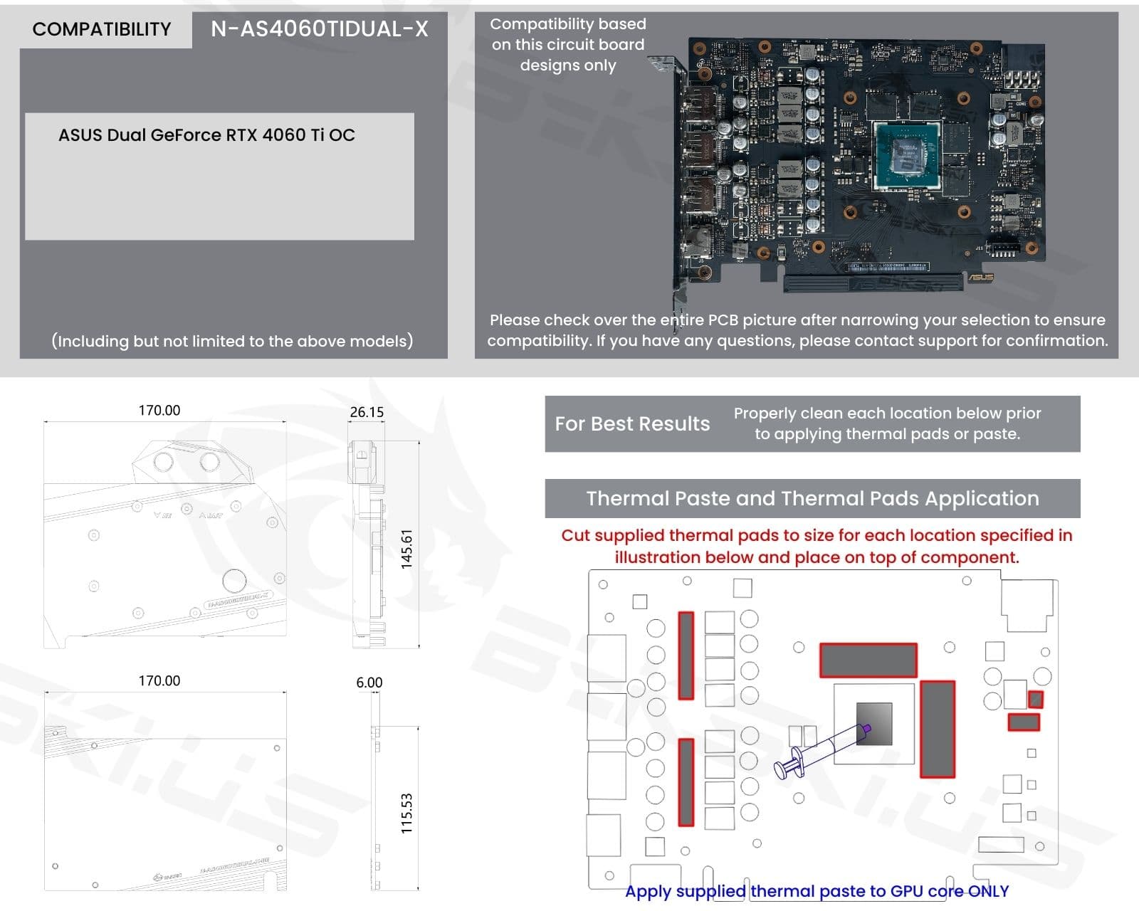 Bykski Full Coverage GPU Water Block and Backplate For ASUS Dual GeForce RTX 4060 Ti OC 8GB (N-AS4060TIDUAL-X)