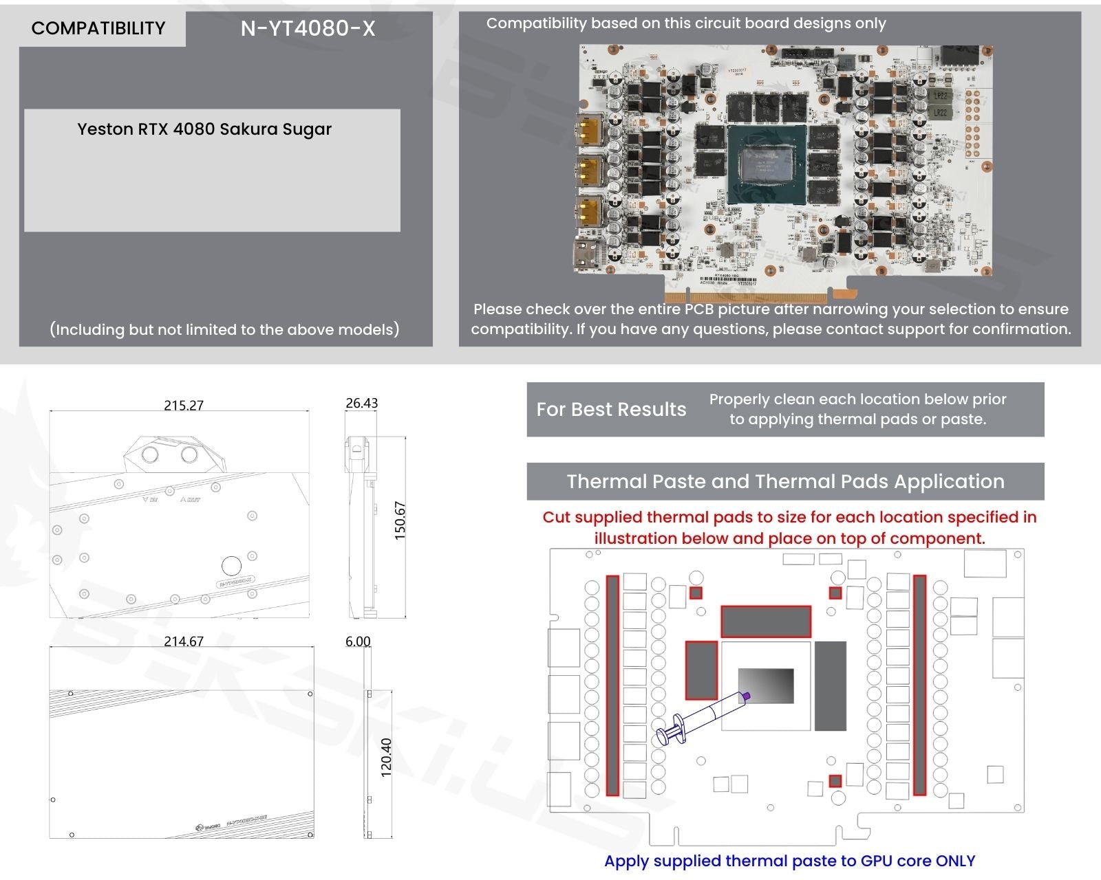 Bykski Full Coverage GPU Water Block and Backplate For Yeston RTX 4080 Sakura Sugar (N-YT4080-X)
