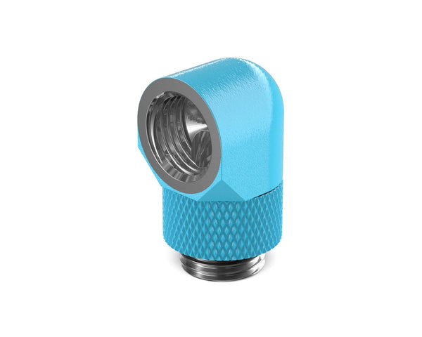 PrimoChill Male to Female G 1/4in. 90 Degree SX Rotary Elbow Fitting - PrimoChill - KEEPING IT COOL Sky Blue