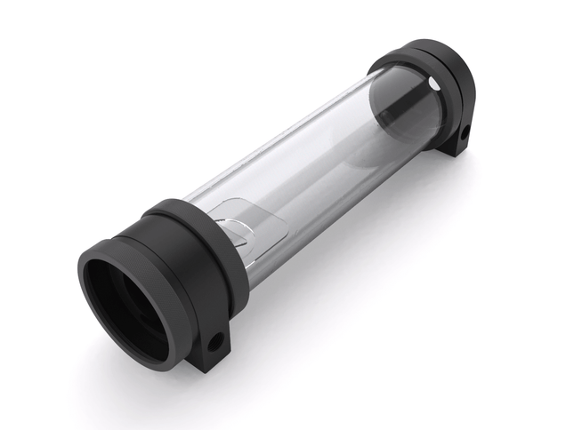 PrimoChill CTR Hard Mount Phase II High Flow D5 Enabled Reservoir - Black POM - 240mm - PrimoChill - KEEPING IT COOL TX Matte Gun Metal
