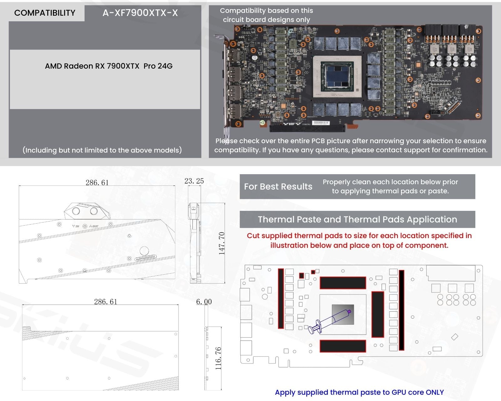 Bykski Full Coverage GPU Water Block And Backplate For AMD Radeon RX 7900XTX  Pro 24G (A-XF7900XTX-X)