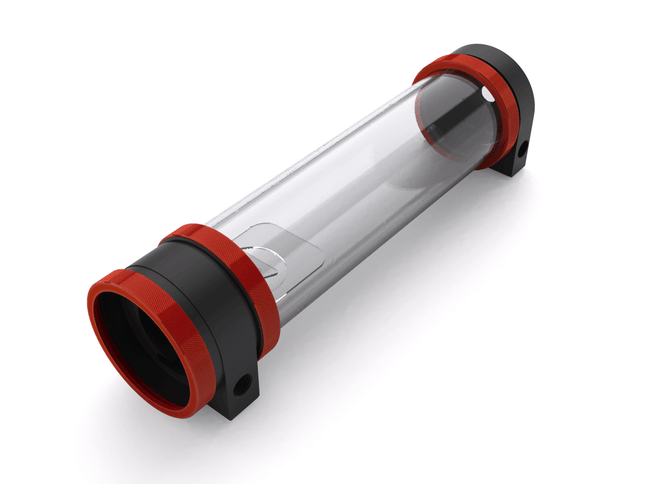 PrimoChill CTR Hard Mount Phase II High Flow D5 Enabled Reservoir - Black POM - 240mm - PrimoChill - KEEPING IT COOL Candy Red