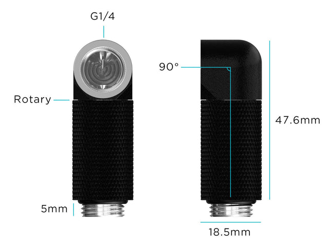 BSTOCK:PrimoChill Male to Female G 1/4in. 90 Degree SX Rotary 30mm Extension Elbow Fitting