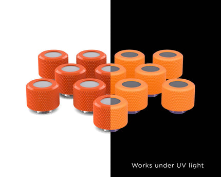 PrimoChill 12mm OD Rigid SX Fitting - 12 Pack - PrimoChill - KEEPING IT COOL UV Orange