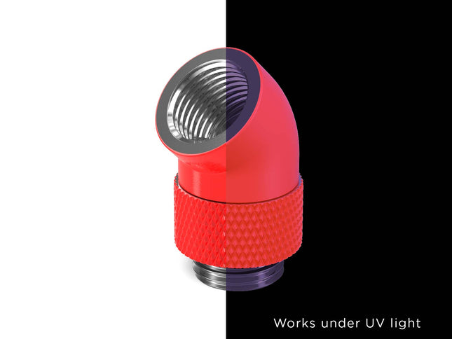 PrimoChill Male to Female G 1/4in. 45 Degree SX Rotary Elbow Fitting - PrimoChill - KEEPING IT COOL UV Red