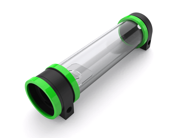 PrimoChill CTR Hard Mount Phase II High Flow D5 Enabled Reservoir - Black POM - 240mm - PrimoChill - KEEPING IT COOL UV Green