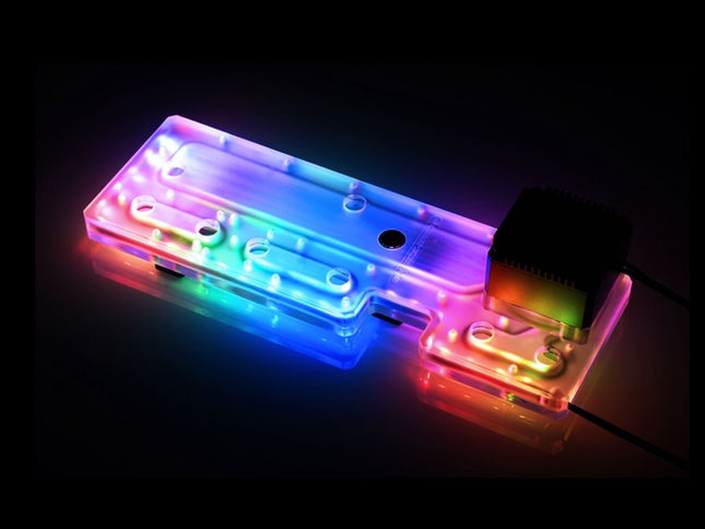 Bykski Distro Plate For Antec DF600 / DP502 - Frosted PMMA w/ 5v Addressable RGB (5v A-RGB LED) (RGV-ANTEC-DF600-P-F-K)