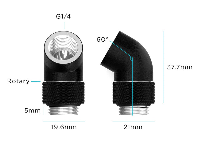 PrimoChill Male to Female G 1/4in. 60 Degree SX Rotary Elbow Fitting - PrimoChill - KEEPING IT COOL