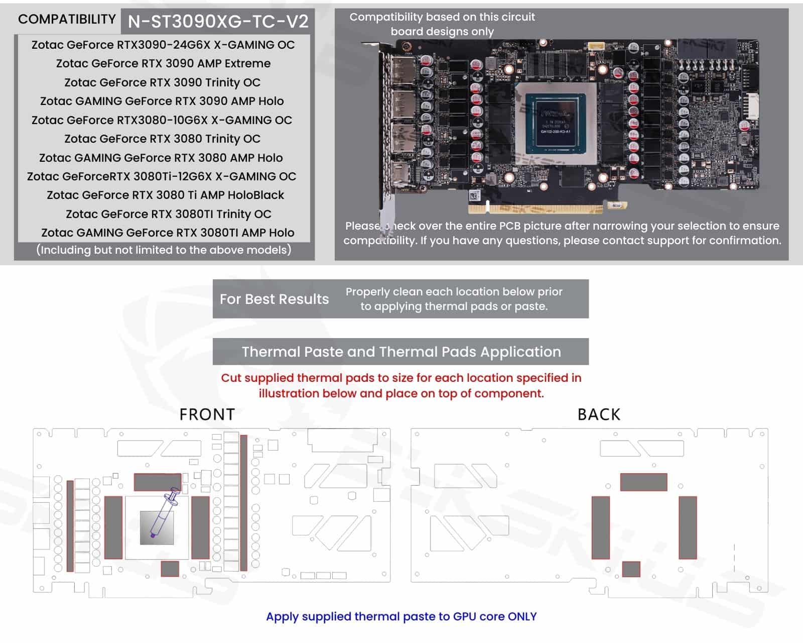 Bykski Full Coverage GPU Water Block w/ Integrated Active Backplate for Zotac RTX 3090 GAMING OC (N-ST3090XG-TC-V2)