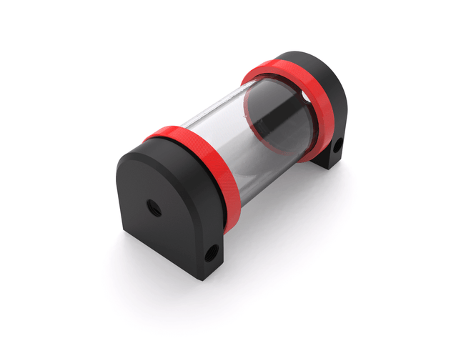 PrimoChill CTR Hard Mount Phase II Reservoir - Black POM - 120mm - PrimoChill - KEEPING IT COOL UV Red