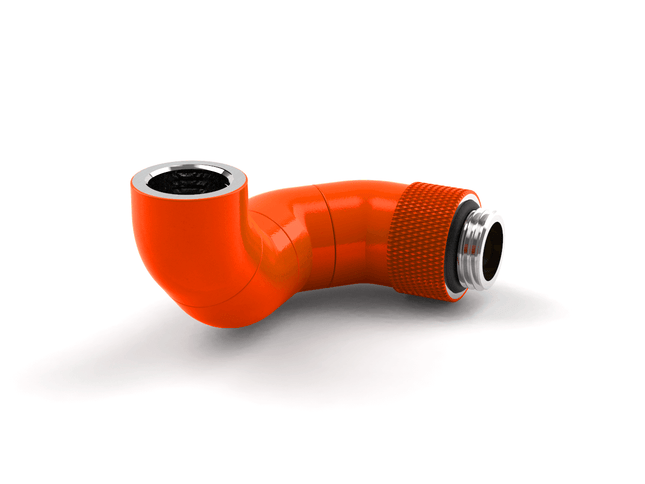 BSTOCK: PrimoChill Male to Female G 1/4 180 Degree Triple Rotary Elbow Fitting - UV Orange - PrimoChill - KEEPING IT COOL