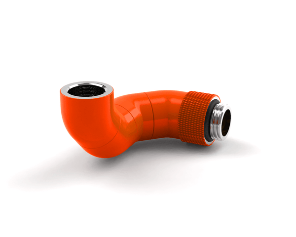 BSTOCK: PrimoChill Male to Female G 1/4 180 Degree Triple Rotary Elbow Fitting - UV Orange - PrimoChill - KEEPING IT COOL