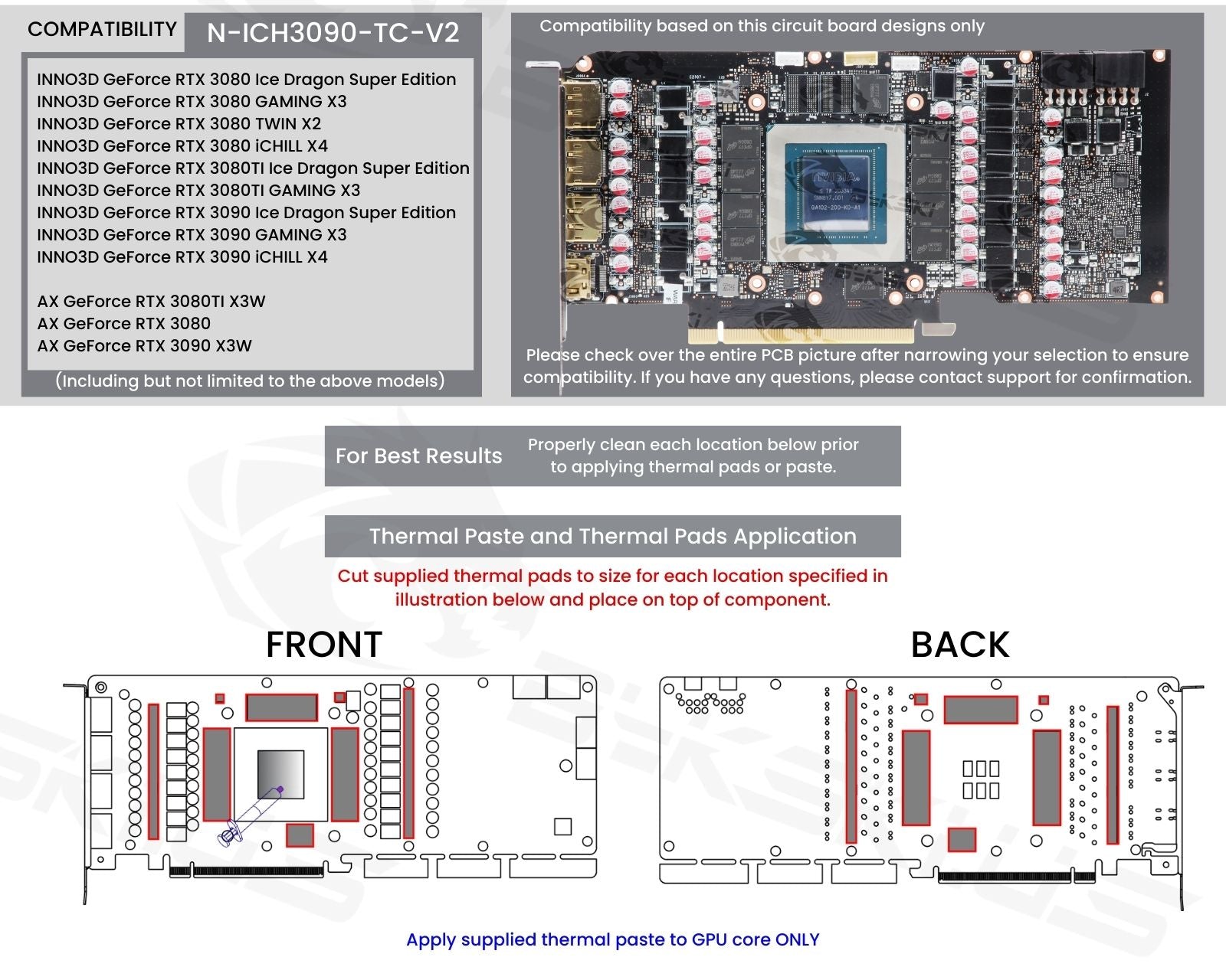 Bykski Full Coverage GPU Water Block and Backplate For INNO3D/AX GeForce RTX 3080/TI/3090 (N-ICH3090-TC-V2)
