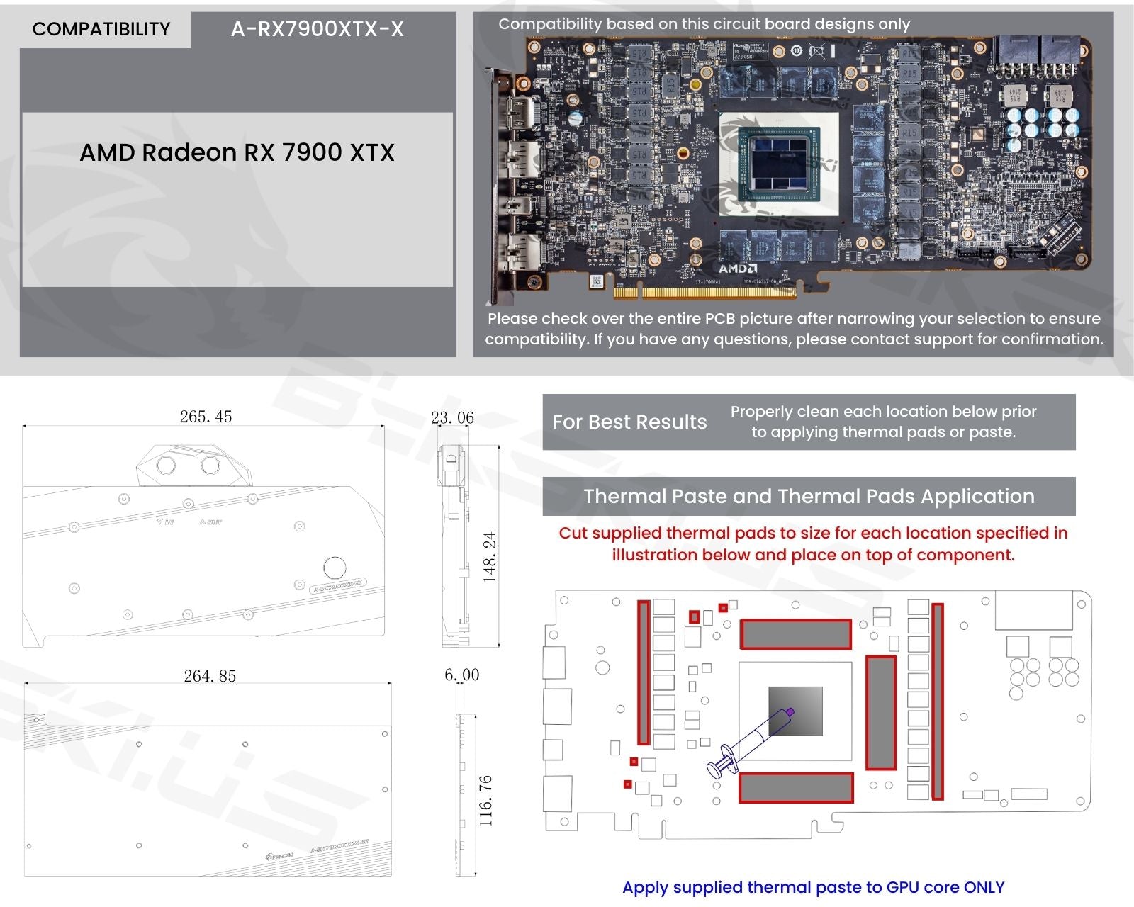 Bykski Full Coverage GPU Water Block and Backplate For AMD Radeon RX 7900 XTX  (A-RX7900XTX-X)