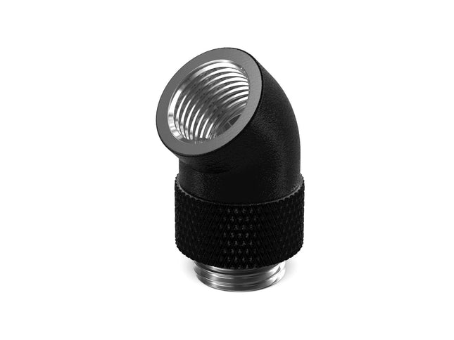 PrimoChill Male to Female G 1/4in. 45 Degree SX Rotary Elbow Fitting - PrimoChill - KEEPING IT COOL TX Matte Black