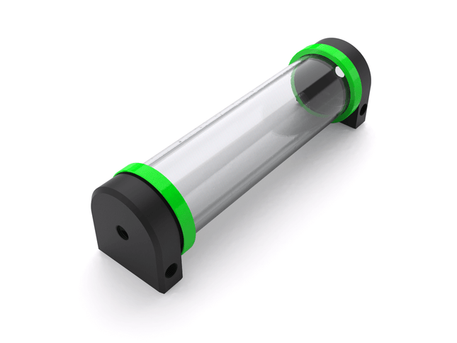 PrimoChill CTR Hard Mount Phase II Reservoir - Black POM - 240mm - PrimoChill - KEEPING IT COOL UV Green