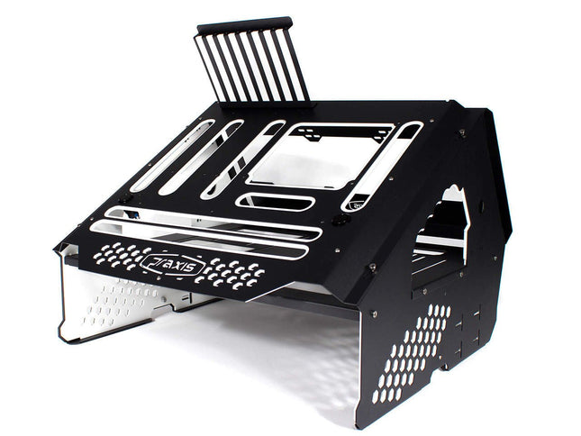 PrimoChill's Praxis Wetbench Powdercoated Steel Modular Open Air Computer Test Bench for Watercooling or Air Cooled Components - PrimoChill - KEEPING IT COOL Black w/White Accents