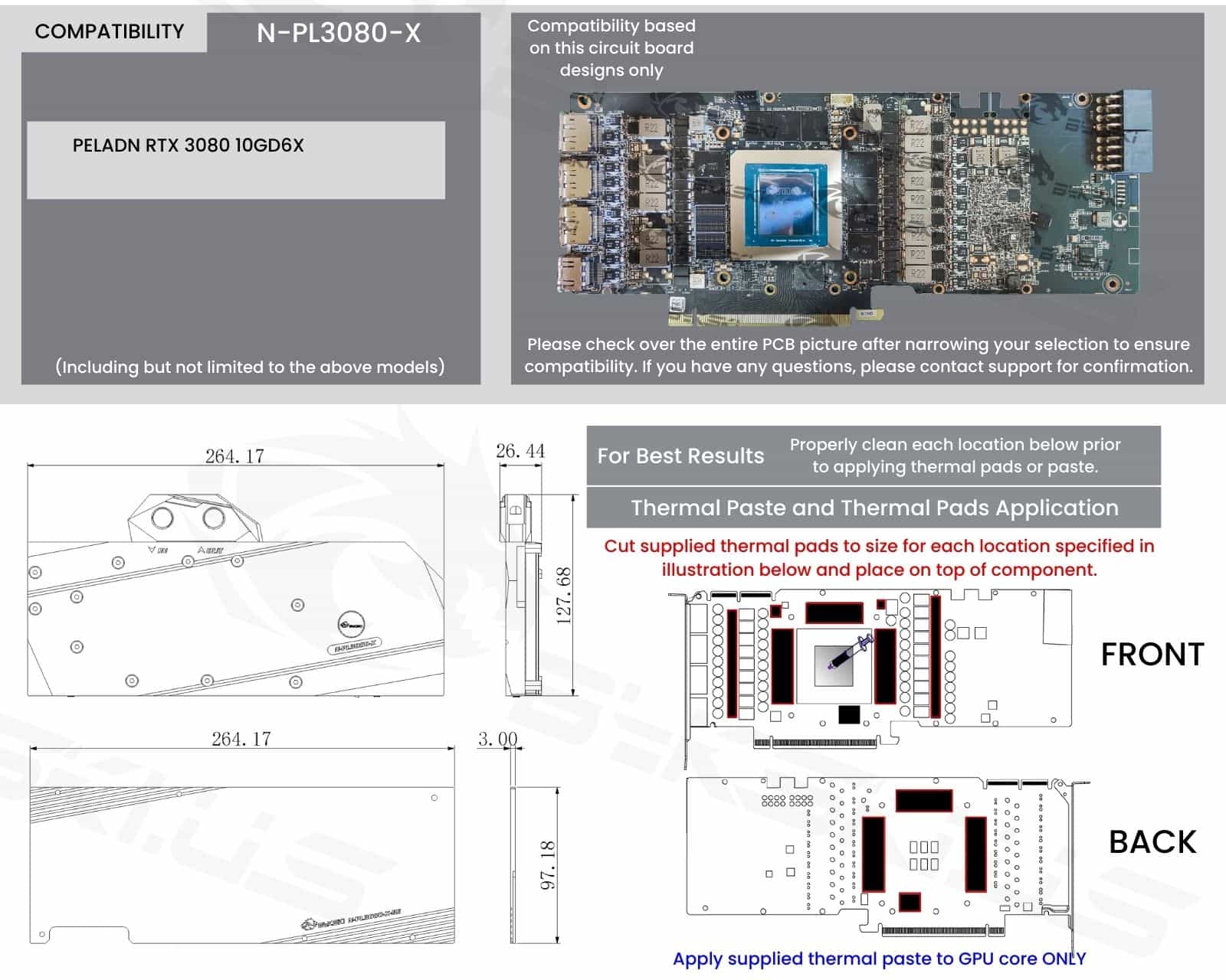 Bykski Full Coverage GPU Water Block and Backplate for PELADN RTX 3080 10GD6X (N-PL3080-X) - PrimoChill - KEEPING IT COOL